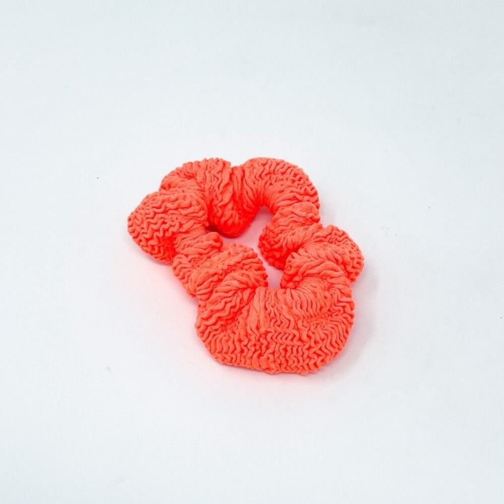 Hunza G Scrunch Crinkle Scrunchie Set Bubblegum Pink, Lime Green, Orange - Picture 4 of 8